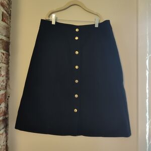 Faux Suede Black Button-Up Skirt